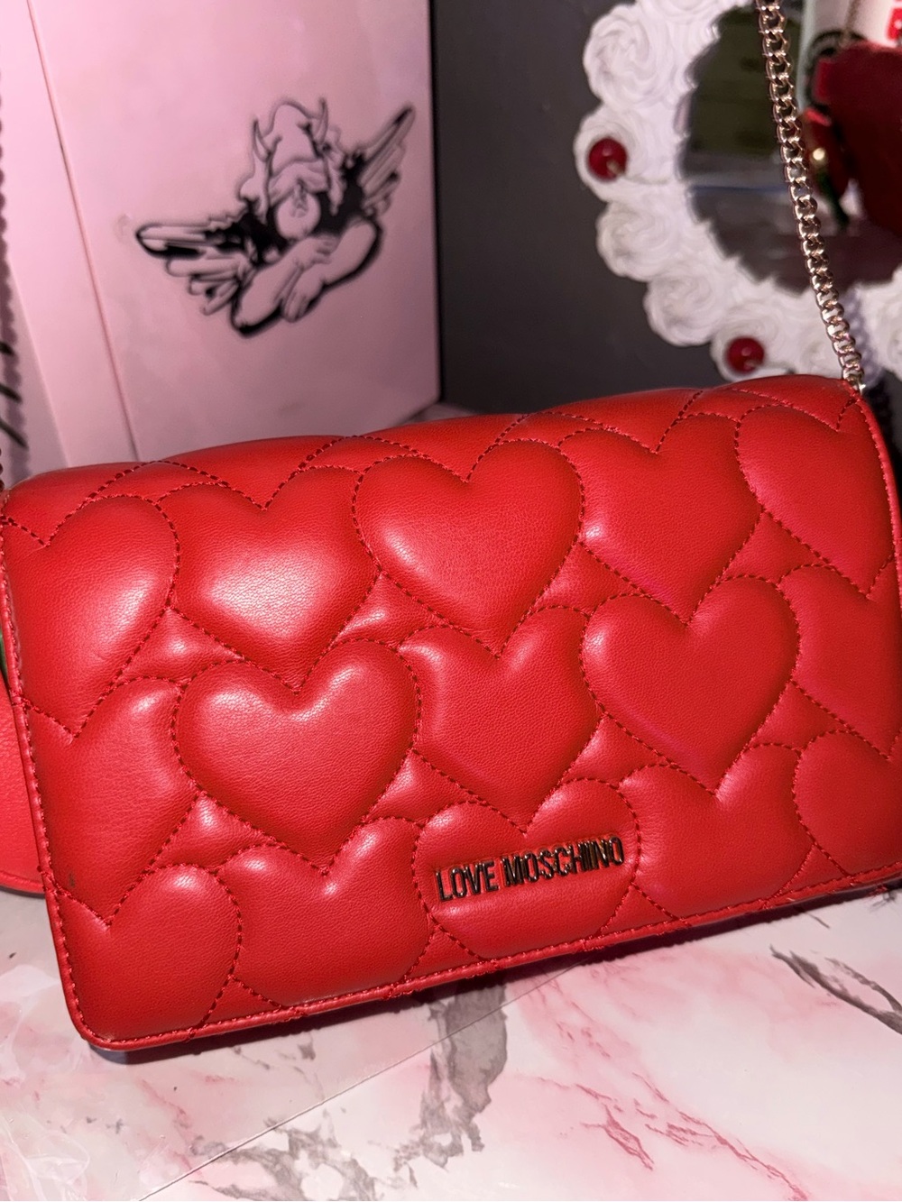 Love Moschino Red Heart Pattern Crossbody - Picture 12 of 16